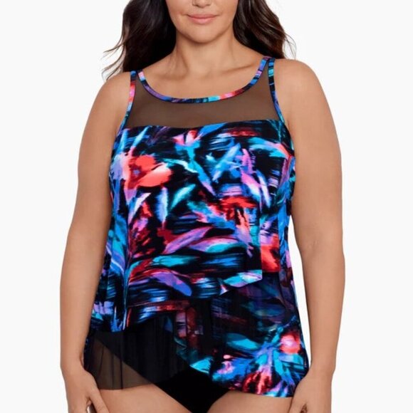 Miraclesuit  Plus Size Mirage Tankini Top in Fuego Floral Size 16 - Picture 1 of 8